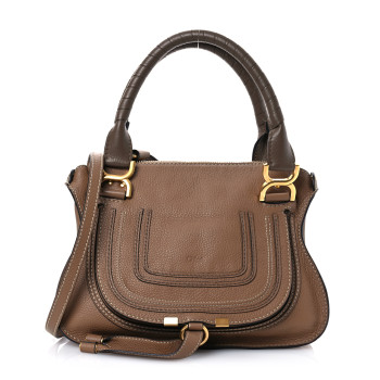 CHLOE Calfskin Small Marcie Satchel Tan