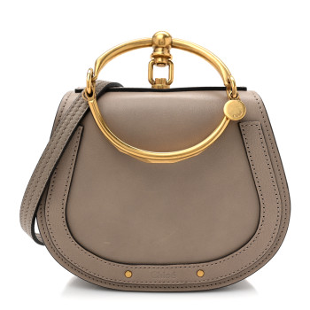 CHLOE Calfskin Suede Small Nile Bracelet Bag Motty Grey