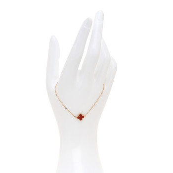 VAN CLEEF & ARPELS 18K Rose Gold Carnelian Sweet Alhambra Bracelet