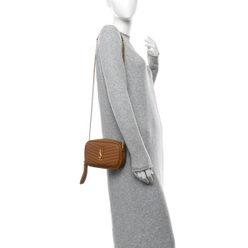 SAINT LAURENT Grain De Poudre Matelasse Monogram Mini Lou Camera Bag Dark Natural