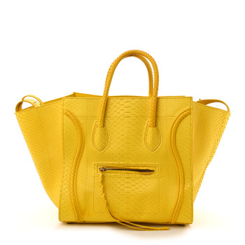 CELINE Snakeskin Medium Phantom Luggage Yellow