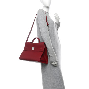 CHRISTIAN DIOR Grained Calfskin Large Diorever Flap Red CHRISTIAN DIOR Grained Calfskin Large Diorever Flap Red