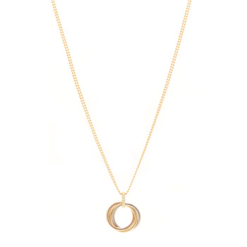 CARTIER 18K Pink Yellow White Gold Diamond Trinity Double Bead Chain Pendant Necklace CARTIER 18K Pink Yellow White Gold Diamond Trinity Double Bead Chain Pendant Necklace
