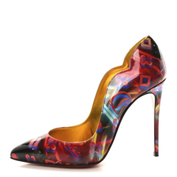CHRISTIAN LOUBOUTIN Patent Discolaser Hot Chick 100 Pumps 37 Multicolor Lin Yellow