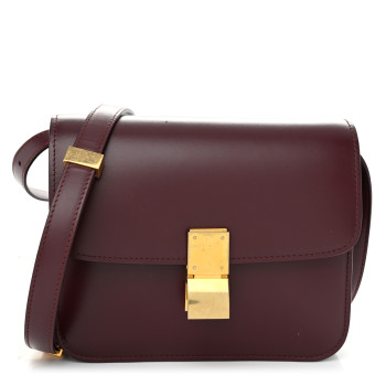 CELINE Box Calfskin Teen Classic Box Flap Bag Burgundy