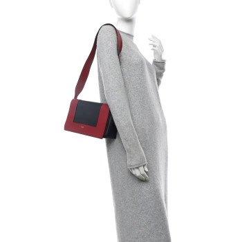 CELINE Shiny Smooth Calfskin Medium Frame Shoulder Bag Red Navy