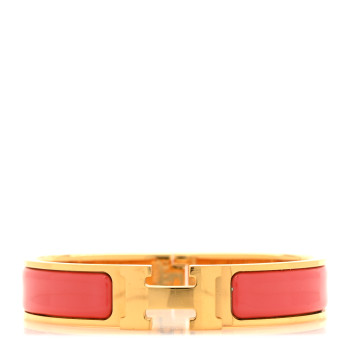 HERMES Enamel Narrow Clic Clac H Bracelet PM Rouge Corail