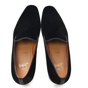 CHRISTIAN LOUBOUTIN Velvet Mens Dandelion Flat Loafers 42 Black