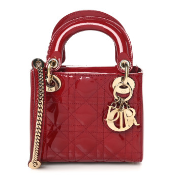 CHRISTIAN DIOR Patent Cannage Mini Lady Dior Red CHRISTIAN DIOR Patent Cannage Mini Lady Dior Red