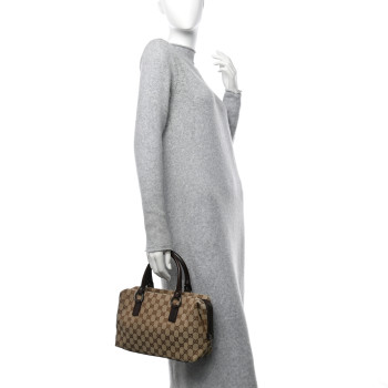 GUCCI Monogram Small Boston Dark Brown