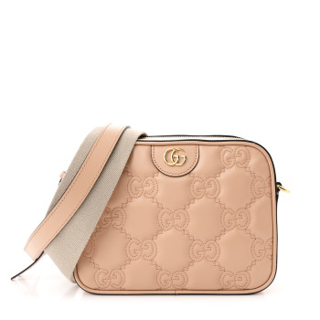 GUCCI Calfskin GG Matelasse Small Shoulder Bag Pink Sand Natural