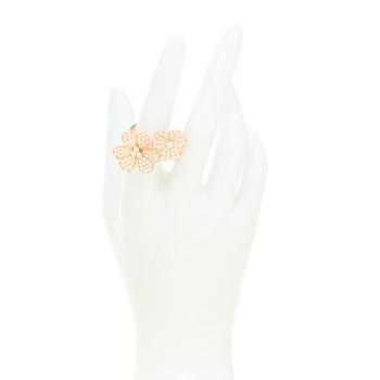 VAN CLEEF & ARPELS 18K Rose Gold Diamond Frivole Between The Finger Pave Ring 52 6