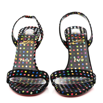 CHRISTIAN LOUBOUTIN Suede O Marylin Sandals Heels 37.5 Black Multicolor