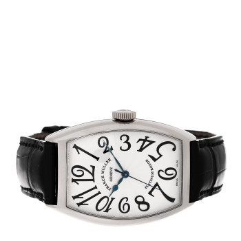 FRANCK MULLER 18K White Gold Alligator 32mm Cintree Curvex Automatic Watch 5850SC