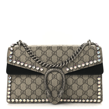 GUCCI GG Supreme Monogram Crystal Small Dionysus Shoulder Bag Black