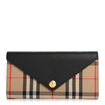 BURBERRY Vintage Check Grain Calfskin Halton Wallet Black