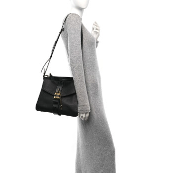 CHLOE Grained Calfskin Medium Aby Day Shoulder Bag Black