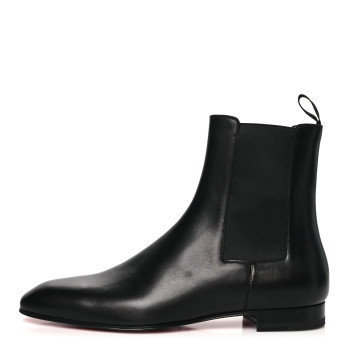 CHRISTIAN LOUBOUTIN Calfskin Mens Roadie Flat Chelsea Boots 42.5 Black