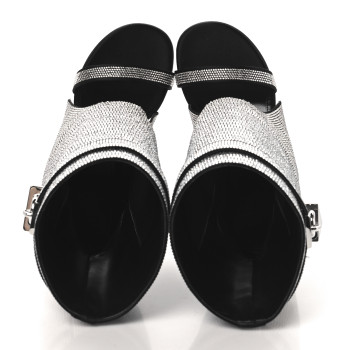 GIVENCHY Satin Strass Shark Lock Sandals 38.5 Silvery