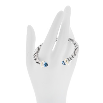 DAVID YURMAN Sterling Silver 14K Yellow Gold Blue Topaz 7mm Cable Classics Bracelet DAVID YURMAN Sterling Silver 14K Yellow Gold Blue Topaz 7mm Cable Classics Bracelet