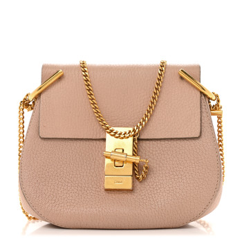 CHLOE Grained Lambskin Mini Drew Shoulder Bag Cement Pink