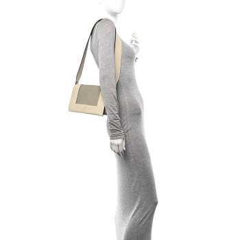 CELINE Shiny Smooth Calfskin Medium Frame Shoulder Bag Chalk Mastic