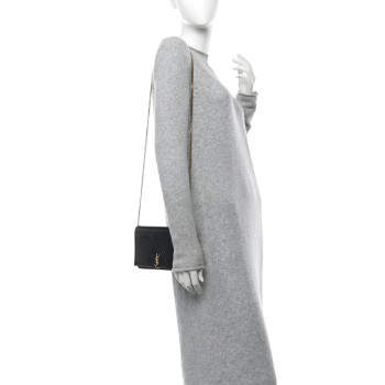 SAINT LAURENT Embossed Monogram Chain Wallet Black