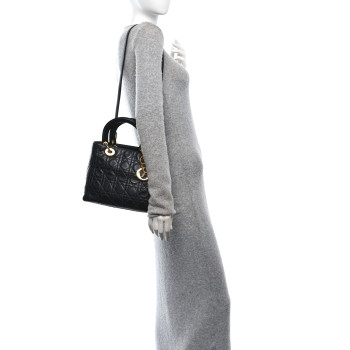 CHRISTIAN DIOR Lambskin Cannage Medium Lady Dior Black CHRISTIAN DIOR Lambskin Cannage Medium Lady Dior Black