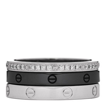 CARTIER 18K White Gold Diamond Ceramic LOVE Ring Set 53 6.25 CARTIER 18K White Gold Diamond Ceramic LOVE Ring Set 53 6.25