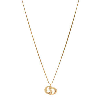CHRISTIAN DIOR Metal Crystal CD Logo Pendant Necklace Gold CHRISTIAN DIOR Metal Crystal CD Logo Pendant Necklace Gold