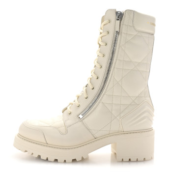 CHRISTIAN DIOR Calfskin Cannage D-Leader Ankle Boots 39.5 White CHRISTIAN DIOR Calfskin Cannage D-Leader Ankle Boots 39.5 White