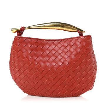 BOTTEGA VENETA Nappa Intrecciato Sardine Bag Red