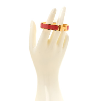 HERMES Enamel Narrow Clic Clac H Bracelet PM Rouge Corail