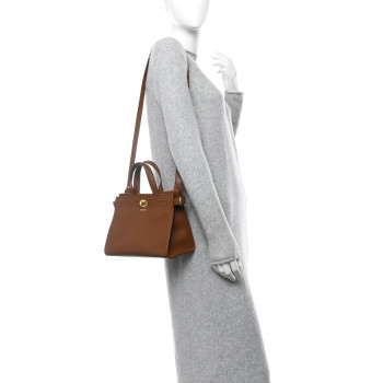 BURBERRY Grainy Calfskin Nova Check Mini Cotswolds Tote Hazel