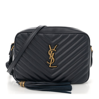 SAINT LAURENT Calfskin Matelasse Monogram Lou Camera Bag Deep Marine