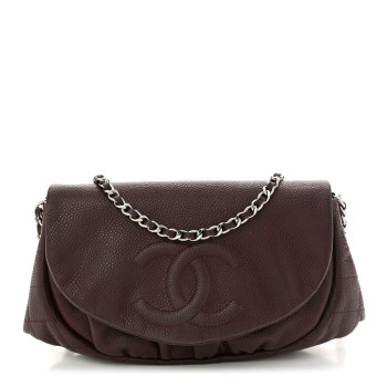 CHANEL Caviar Half Moon Wallet On Chain WOC Bordeaux