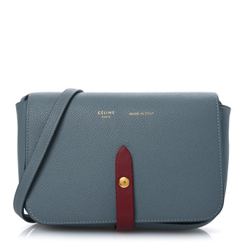 CELINE Grained Shiny Calfskin Strap Clutch Blue Red