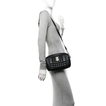 BURBERRY Calfskin Quilted Small Lola Camera Bag Black