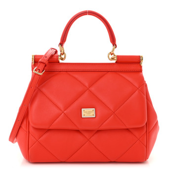 DOLCE & GABBANA Calfskin Quilted Small Miss Sicily Satchel Red
