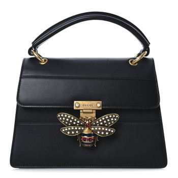 GUCCI Calfskin Sylvie Web Small Queen Margaret Top Handle Bag Black