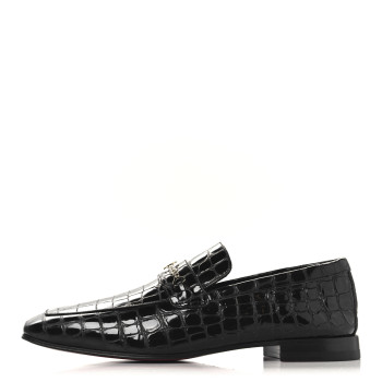 CHRISTIAN LOUBOUTIN Soft Calfskin Alligator Embossed Mens MJ Moc Loafers 42 Black