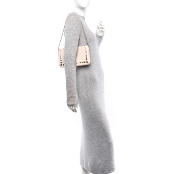 CHRISTIAN LOUBOUTIN Calfskin Paris Spiked Loubila Chain Clutch Leche