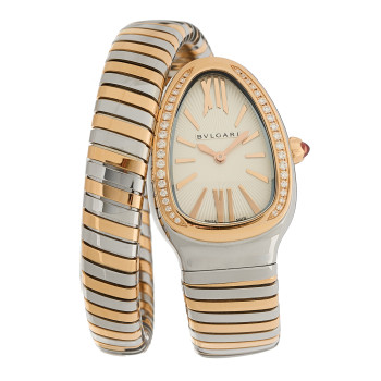 BULGARI Stainless Steel 18K Rose Gold Diamond Bezel 35mm Serpenti Tubogas Quartz Watch BULGARI Stainless Steel 18K Rose Gold Diamond Bezel 35mm Serpenti Tubogas Quartz Watch