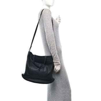 DELVAUX Grained Calfskin Le Pin Tote Black