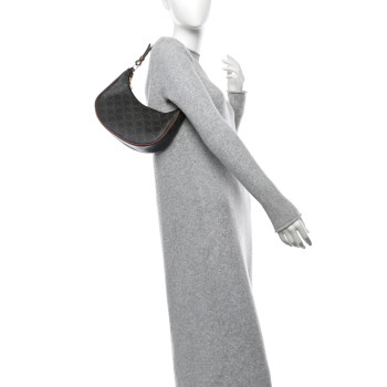 CELINE Triomphe Canvas Calfskin Ava Shoulder Bag Tan