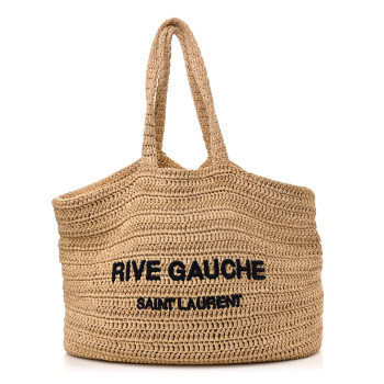 SAINT LAURENT Raffia Rive Gauche Tote Natural