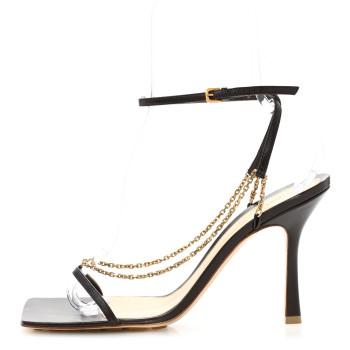 BOTTEGA VENETA Lambskin Stretch Chain Strap 90mm Sandals 41 Ebony