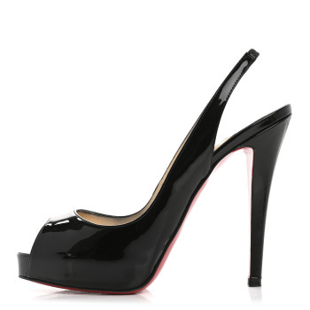 CHRISTIAN LOUBOUTIN Patent Flo Sling 120 Pumps 37 Black