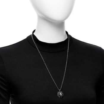 GUCCI Metal Lion Head Necklace Silver