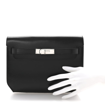 HERMES Box Kelly Depeches 25 Pouch Black